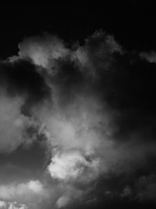 Превью обои облака, небо, темный, чб