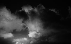 Превью обои облака, небо, темный, чб