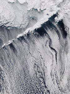 Превью обои облака, острова, вид сверху