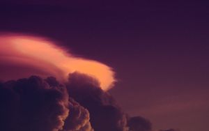 Превью обои облака, закат, небо, фиолетовый