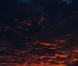 Превью обои облака, закат, ночь