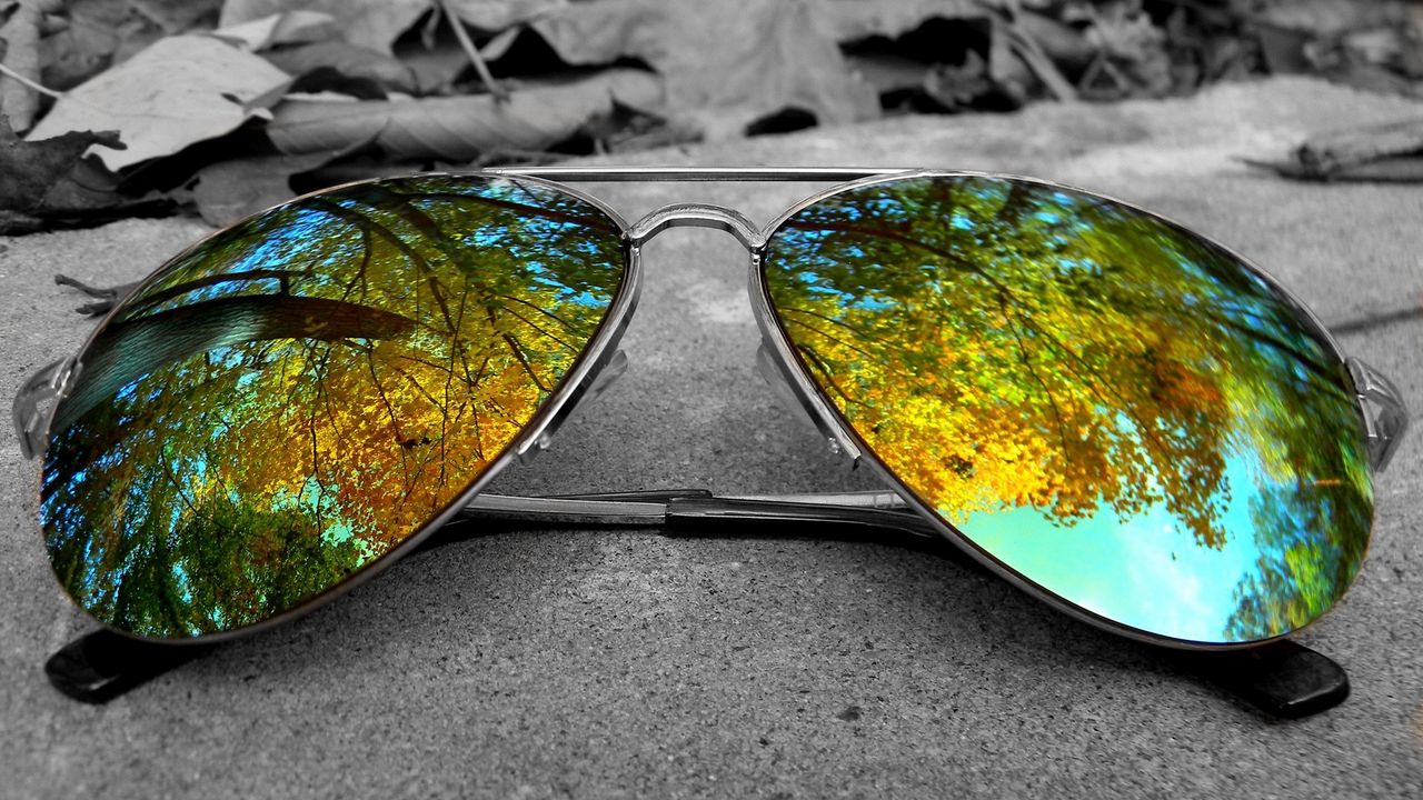 Обои очки, стекло, зеленый, отражение