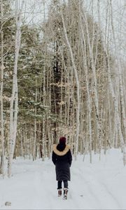 Превью обои одиночество, лес, снег, зима, sad