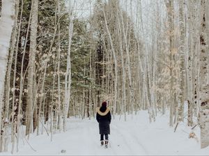 Превью обои одиночество, лес, снег, зима, sad
