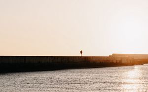 Превью обои одиночество, одинокий, силуэт, пирс, море