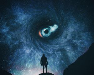 Превью обои одинокий, одиночество, космос, глаз, арт
