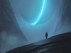 Превью обои одинокий, одиночество, шар, неон