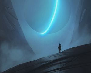 Превью обои одинокий, одиночество, шар, неон