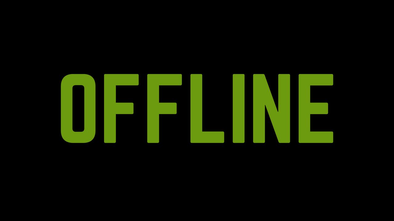 Обои оффлайн, offline, надпись, зеленый, статус