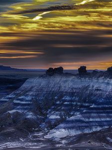 Превью обои окаменевший лес, аризона, горы, небо, hdr