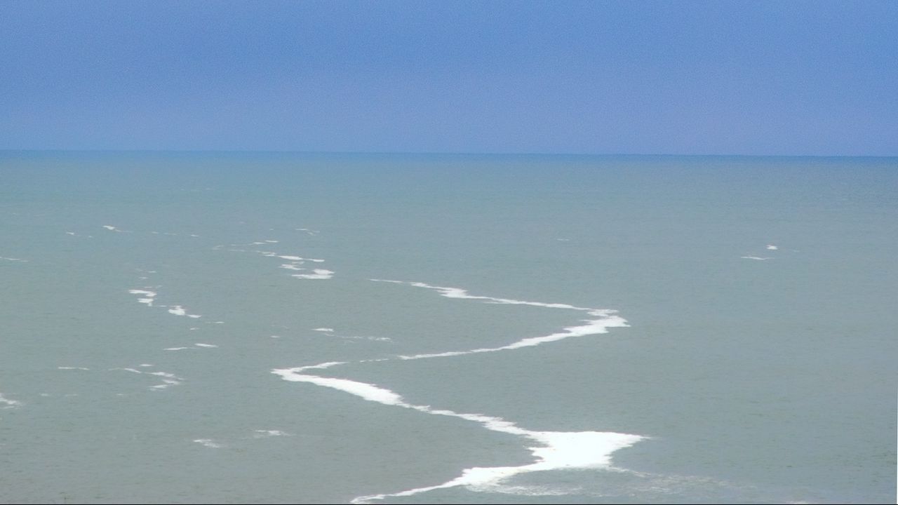 Обои океан, море, горизонт, волна, минимализм