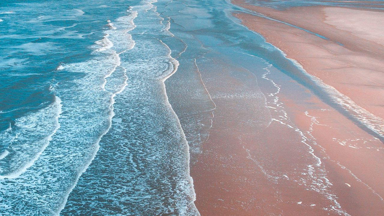Обои океан, прибой, пена, берег, песок
