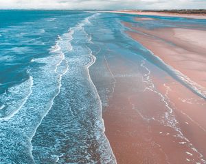 Превью обои океан, прибой, пена, берег, песок
