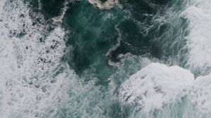 Превью обои океан, вода, волны, вид сверху