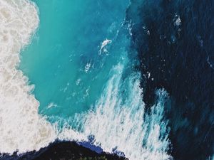 Превью обои океан, волны, вид сверху, прибой, пена, вода
