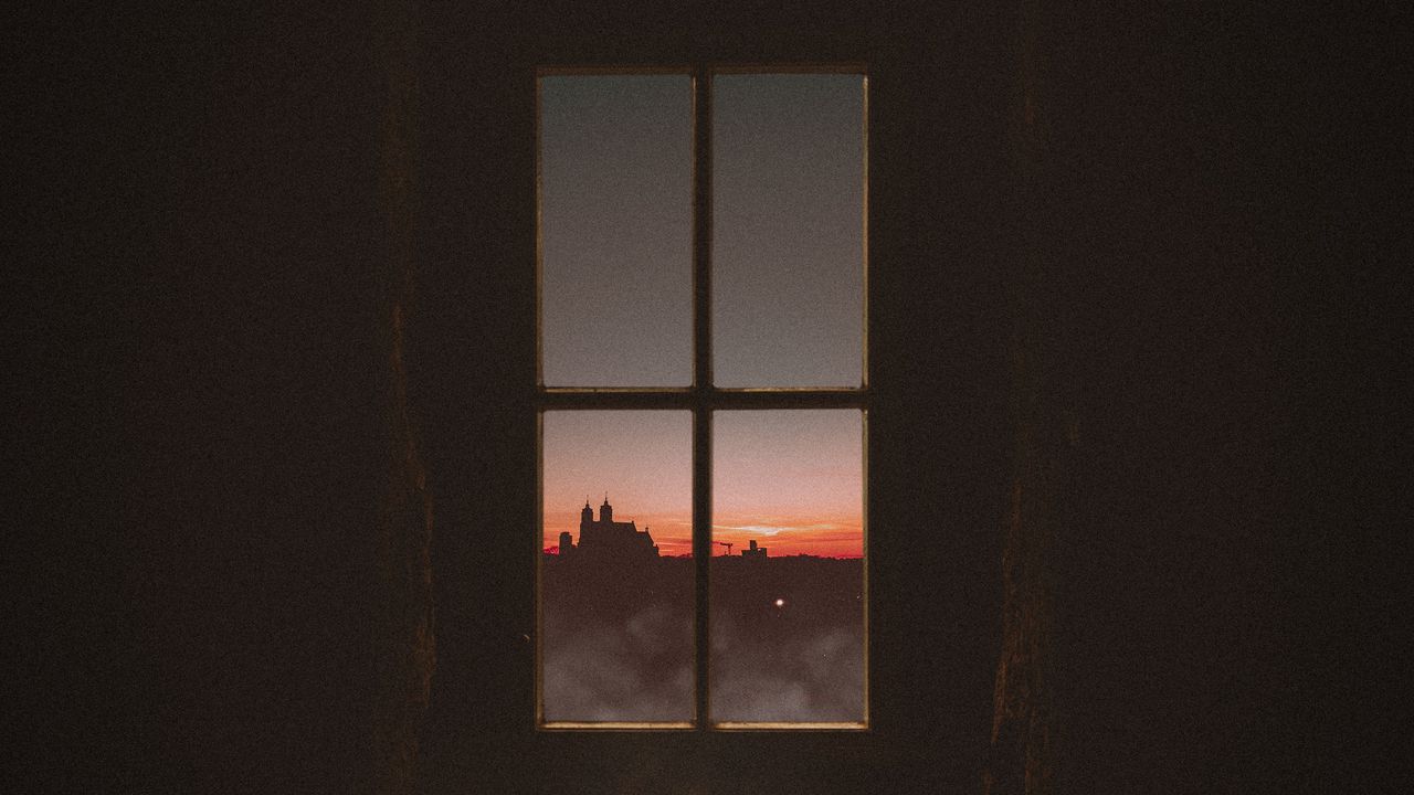 Обои окно, дым, темный, вид, темнота
