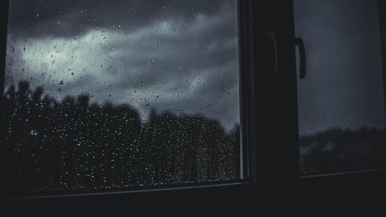 Обои окно, капли, дождь, размытость