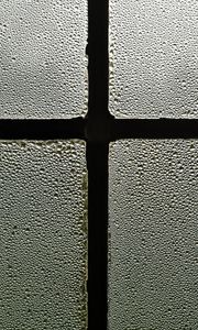 Превью обои окно, стекло, капли, дождь, темный