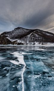 Превью обои ольхон, остров, лед, озеро