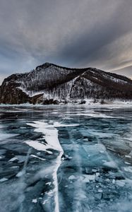 Превью обои ольхон, остров, лед, озеро