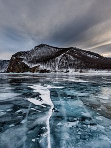 Превью обои ольхон, остров, лед, озеро