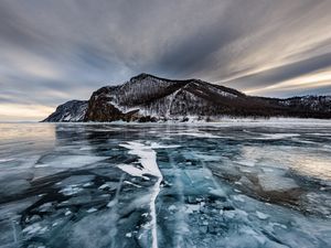 Превью обои ольхон, остров, лед, озеро