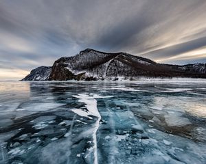 Превью обои ольхон, остров, лед, озеро