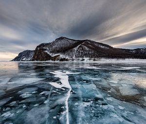 Превью обои ольхон, остров, лед, озеро