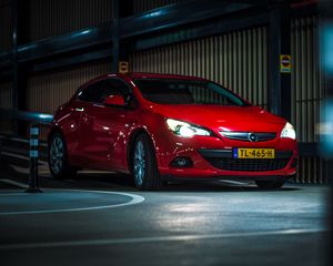 Превью обои opel astra, opel, автомобиль, красный, фары