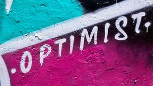 Превью обои оптимист, слово, краска, граффити, стена, арт
