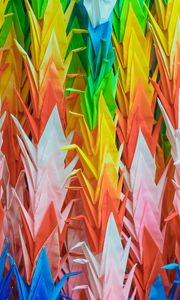 Превью обои оригами, разноцветный, журавли