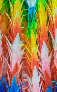 Превью обои оригами, разноцветный, журавли