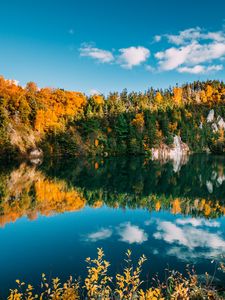 Превью обои осень, озеро, деревья, вода, отражение