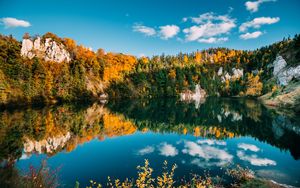 Превью обои осень, озеро, деревья, вода, отражение