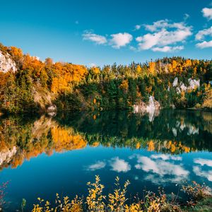 Превью обои осень, озеро, деревья, вода, отражение