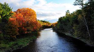 Превью обои осень, река, деревья, природа