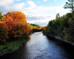 Превью обои осень, река, деревья, природа
