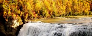 Превью обои осень, водопад, лес, природа