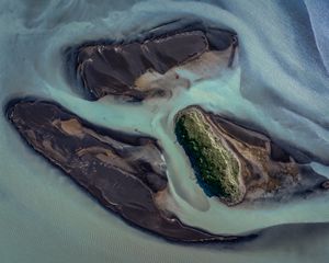 Превью обои осередки, река, природа, вид сверху