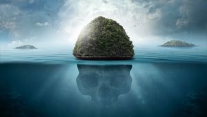 Превью обои остров, череп, подводный, тайны