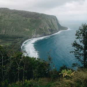 Превью обои остров, деревья, море, волны, вода, природа