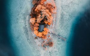 Превью обои остров, деревья, море, вид сверху