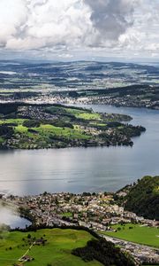 Превью обои остров, холмы, горы, облака, небо, пейзаж