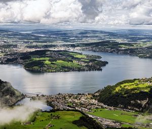 Превью обои остров, холмы, горы, облака, небо, пейзаж
