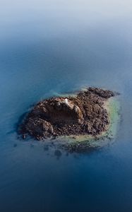 Превью обои остров, маяк, вид сверху, море, вода