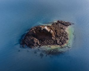 Превью обои остров, маяк, вид сверху, море, вода