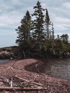 Превью обои остров, море, берег, деревья, природа