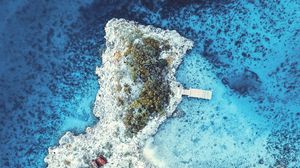 Превью обои остров, море, деревья, вид сверху