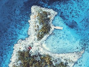 Превью обои остров, море, деревья, вид сверху