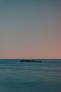 Превью обои остров, море, горизонт, закат
